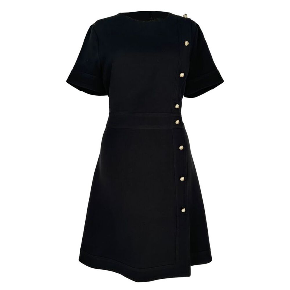 Gucci Faux Pearl Embellished Mini Dress in Black Wool